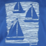 آبی پر رنگ با چاپ قایق سفید